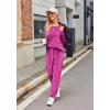 Ekouaer Womens Pajamas Sets Long Sleeve Soft Sleepwear 2 Piece Velvet Pjs Lounge Sets with Pockets(Rose Red)