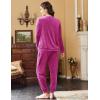 Ekouaer Womens Pajamas Sets Long Sleeve Soft Sleepwear 2 Piece Velvet Pjs Lounge Sets with Pockets(Rose Red)