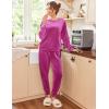 Ekouaer Womens Pajamas Sets Long Sleeve Soft Sleepwear 2 Piece Velvet Pjs Lounge Sets with Pockets(Rose Red)