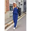 Ekouaer Womens Pajamas Sets Long Sleeve Soft Sleepwear 2 Piece Velvet Pjs Lounge Sets with Pockets(Snorkel Blue)