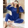 Ekouaer Womens Pajamas Sets Long Sleeve Soft Sleepwear 2 Piece Velvet Pjs Lounge Sets with Pockets(Snorkel Blue)