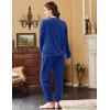 Ekouaer Womens Pajamas Sets Long Sleeve Soft Sleepwear 2 Piece Velvet Pjs Lounge Sets with Pockets(Snorkel Blue)