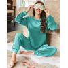Ekouaer Womens Pajamas Sets Long Sleeve Soft Sleepwear 2 Piece Velvet Pjs Lounge Sets with Pockets(Turquoise Green)