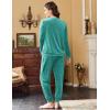 Ekouaer Womens Pajamas Sets Long Sleeve Soft Sleepwear 2 Piece Velvet Pjs Lounge Sets with Pockets(Turquoise Green)