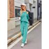 Ekouaer Womens Pajamas Sets Long Sleeve Soft Sleepwear 2 Piece Velvet Pjs Lounge Sets with Pockets(Turquoise Green)