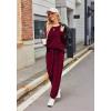 Ekouaer Womens Pajamas Sets Long Sleeve Soft Sleepwear 2 Piece Velvet Pjs Lounge Sets with Pockets(Wine Red)