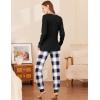 Ekouaer Womens Pajamas Sets Long Sleeve Tops with Jogger Pants Soft Pjs Lounge Set Outfits with Pockets(Black Grey Plaid)