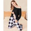 Ekouaer Womens Pajamas Sets Long Sleeve Tops with Jogger Pants Soft Pjs Lounge Set Outfits with Pockets(Black Grey Plaid)