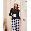 Ekouaer Womens Pajamas Sets Long Sleeve Tops with Jogger Pants Soft Pjs Lounge Set Outfits with Pockets(Black Grey Plaid)