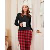 Ekouaer Womens Pajamas Sets Long Sleeve Tops with Jogger Pants Soft Pjs Lounge Set Outfits with Pockets(Black Red Plaid2)