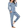 Ekouaer Womens Pajamas Sets Long Sleeve Tops with Jogger Pants Soft Pjs Lounge Set Outfits with Pockets(Blue Plaid)