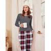 Ekouaer Womens Pajamas Sets Long Sleeve Tops with Jogger Pants Soft Pjs Lounge Set Outfits with Pockets(Dark Grey Plaid)