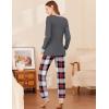 Ekouaer Womens Pajamas Sets Long Sleeve Tops with Jogger Pants Soft Pjs Lounge Set Outfits with Pockets(Dark Grey Plaid)