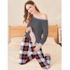 Ekouaer Womens Pajamas Sets Long Sleeve Tops with Jogger Pants Soft Pjs Lounge Set Outfits with Pockets(Dark Grey Plaid)
