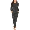 Ekouaer Womens Pajamas Sets Long Sleeve Tops with Jogger Pants Soft Pjs Lounge Set Outfits with Pockets(Grey Plaid)