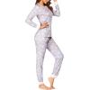 Ekouaer Womens Pajamas Sets Long Sleeve Tops with Jogger Pants Soft Pjs Lounge Set Outfits with Pockets(Light Grey Pink Star)