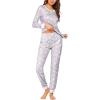 Ekouaer Womens Pajamas Sets Long Sleeve Tops with Jogger Pants Soft Pjs Lounge Set Outfits with Pockets(Light Grey Pink Star)