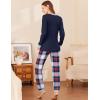 Ekouaer Womens Pajamas Sets Long Sleeve Tops with Jogger Pants Soft Pjs Lounge Set Outfits with Pockets(Navy Blue Plaid)