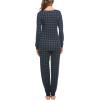 Ekouaer Womens Pajamas Sets Long Sleeve Tops with Jogger Pants Soft Pjs Lounge Set Outfits with Pockets(Navy+green Plaid)