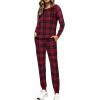 Ekouaer Womens Pajamas Sets Long Sleeve Tops with Jogger Pants Soft Pjs Lounge Set Outfits with Pockets(Red Black Plaid)