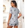 Ekouaer Womens Pajamas Sets Shorts 2 Piece Short Sleeve Lounge Sets Round Neck Sleepwear Soft Pjs with Pockets(Grey Owl)
