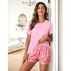 Ekouaer Womens Pajamas Sets Shorts 2 Piece Short Sleeve Lounge Sets Round Neck Sleepwear Soft Pjs with Pockets(Heart-pink)