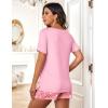 Ekouaer Womens Pajamas Sets Shorts 2 Piece Short Sleeve Lounge Sets Round Neck Sleepwear Soft Pjs with Pockets(Heart-pink)