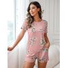 Ekouaer Womens Pajamas Sets Shorts 2 Piece Short Sleeve Lounge Sets Round Neck Sleepwear Soft Pjs with Pockets(Pink Flower)