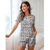 Ekouaer Womens Pajamas Sets Shorts 2 Piece Short Sleeve Lounge Sets Round Neck Sleepwear Soft Pjs with Pockets(White-leopard)