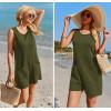 Ekouaer Womens Romper Summer Sleeveless Jumpsuit Casual Short Overalls with Pocket 2025(Army Green)