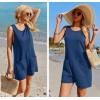 Ekouaer Womens Romper Summer Sleeveless Jumpsuit Casual Short Overalls with Pocket 2025(Blue)