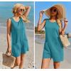 Ekouaer Womens Romper Summer Sleeveless Jumpsuit Casual Short Overalls with Pocket 2025(Deep Blue)