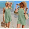 Ekouaer Womens Romper Summer Sleeveless Jumpsuit Casual Short Overalls with Pocket 2025(Ice Green)