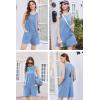 Ekouaer Womens Romper Summer Sleeveless Jumpsuit Casual Short Overalls with Pocket 2025(Light Blue)