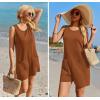 Ekouaer Womens Romper Summer Sleeveless Jumpsuit Casual Short Overalls with Pocket 2025(Light Brown)