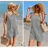 Ekouaer Womens Romper Summer Sleeveless Jumpsuit Casual Short Overalls with Pocket 2025(Light Grey)