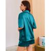 Ekouaer Womens Silk Satin Pajama Set, 2 Piece Heart Embroidery Short Sleeve Button Down Pjs Set for Bridal Party(Green)