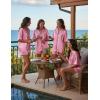 Ekouaer Womens Silk Satin Pajama Set, 2 Piece Heart Embroidery Short Sleeve Button Down Pjs Set for Bridal Party(Light Pink)