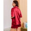 Ekouaer Womens Silk Satin Pajama Set, 2 Piece Heart Embroidery Short Sleeve Button Down Pjs Set for Bridal Party(Red)