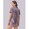 Ekouaer Womens Silk Satin Pajama Set Print Short Sleeve Sleepwear Button Down Pjs Shorts Set Loungewear(Black Pink Stripe)