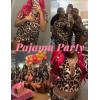 Ekouaer Womens Silk Satin Pajama Set Print Short Sleeve Sleepwear Button Down Pjs Shorts Set Loungewear(Brown Leopard 2)