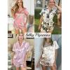 Ekouaer Womens Silk Satin Pajama Set Print Short Sleeve Sleepwear Button Down Pjs Shorts Set Loungewear(Brown Leopard)
