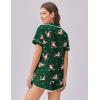Ekouaer Womens Silk Satin Pajama Set Print Short Sleeve Sleepwear Button Down Pjs Shorts Set Loungewear(Christmas Deer)
