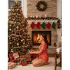 Ekouaer Womens Silk Satin Pajama Set Print Short Sleeve Sleepwear Button Down Pjs Shorts Set Loungewear(Christmas Gingerbread Man)