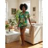 Ekouaer Womens Silk Satin Pajama Set Print Short Sleeve Sleepwear Button Down Pjs Shorts Set Loungewear(Jungle Leopard)