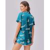 Ekouaer Womens Silk Satin Pajama Set Print Short Sleeve Sleepwear Button Down Pjs Shorts Set Loungewear(Leopard)
