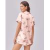Ekouaer Womens Silk Satin Pajama Set Print Short Sleeve Sleepwear Button Down Pjs Shorts Set Loungewear(Light Pink Floral)
