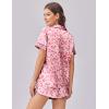 Ekouaer Womens Silk Satin Pajama Set Print Short Sleeve Sleepwear Button Down Pjs Shorts Set Loungewear(Peach Red Leopard)