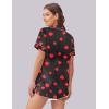 Ekouaer Womens Silk Satin Pajama Set Print Short Sleeve Sleepwear Button Down Pjs Shorts Set Loungewear(Red Heart)