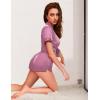 Ekouaer Womens Silk Satin Pajamas Set Short Sleeve Sleepwear Button Down Loungewear 2 Piece Pjs Shorts Set S-5X Plus Size(Burgundy)
